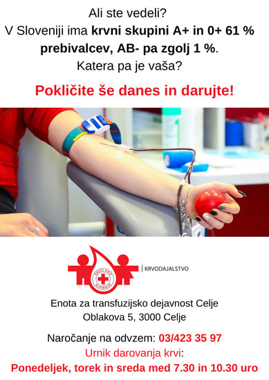 K darovanju krvi bomo krvodajalce prosili tudi v letu 2023.
